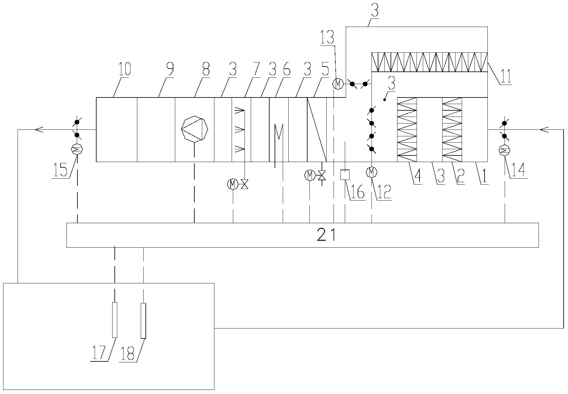 Intelligent purifying and bacterium resisting air processing machine set