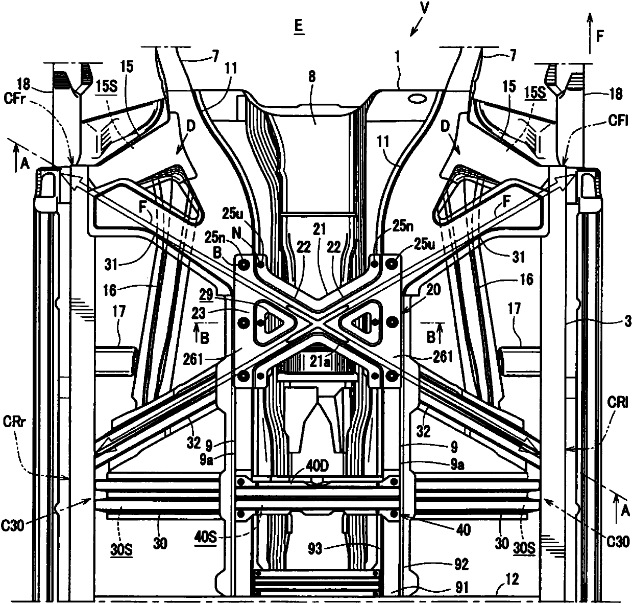 Underbody structure of the vehicle