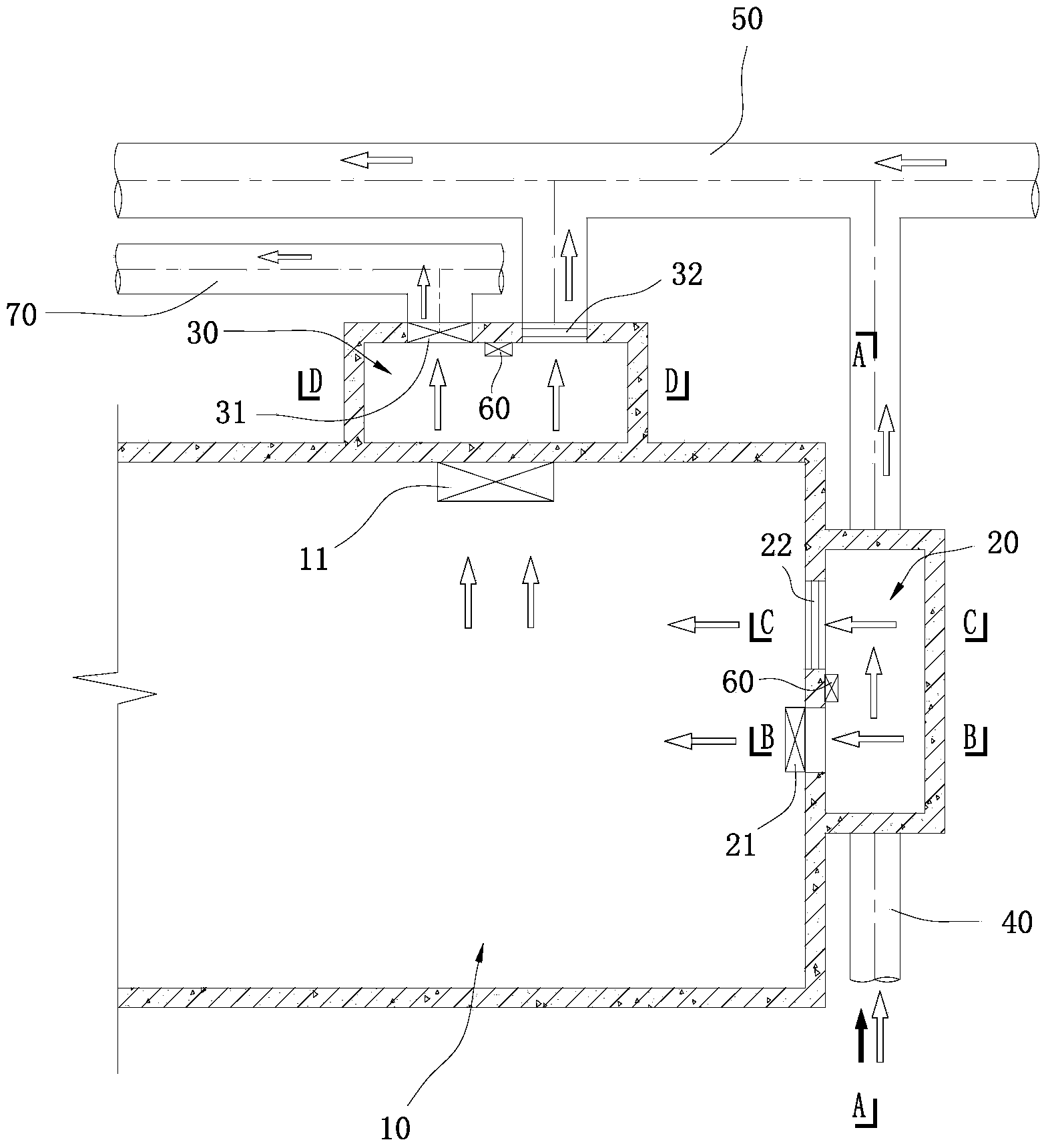 Initial rainwater and rain-sewage mixed overflow water storage pond facility with flood peak reduction function