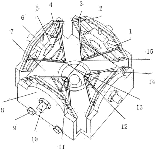 Flexible hinge based piezoelectric driving three-jaw bionic microsized clamping mechanism