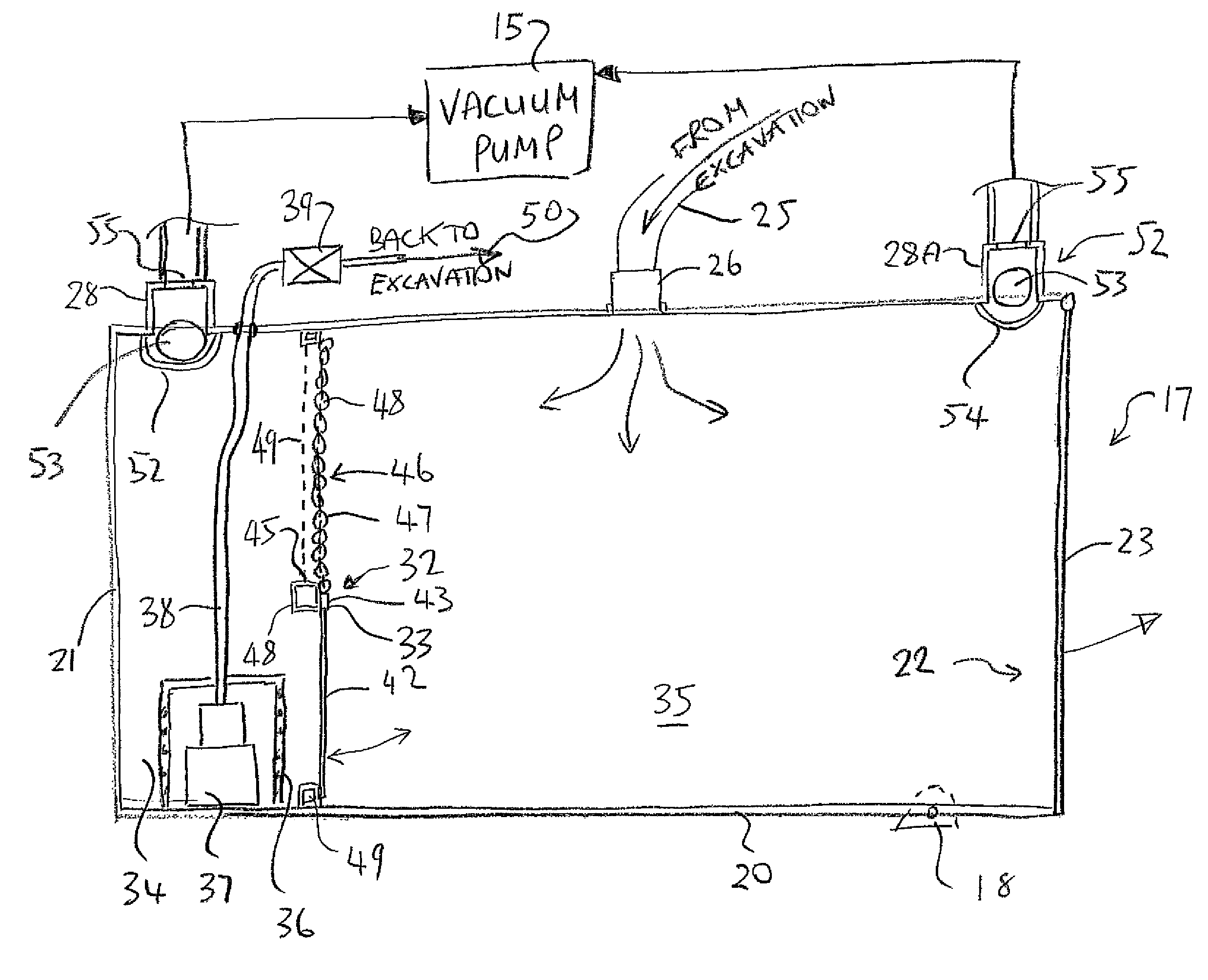 Material separation system for vacuum truck