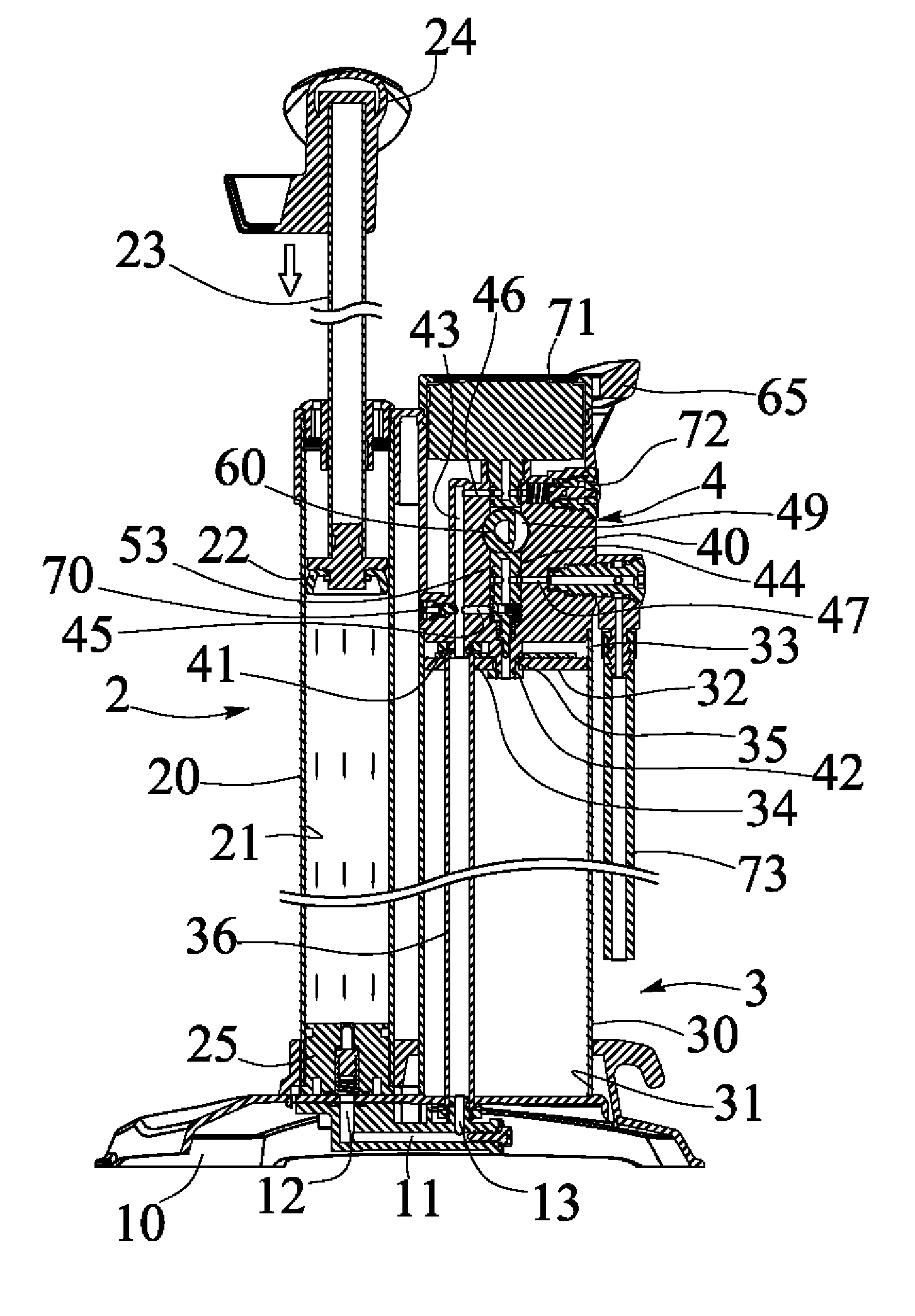 Hand pump with air storage tank