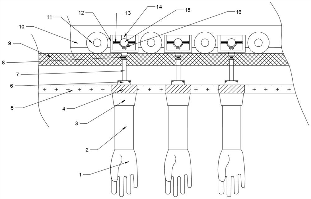 Rubber glove production line conveying system