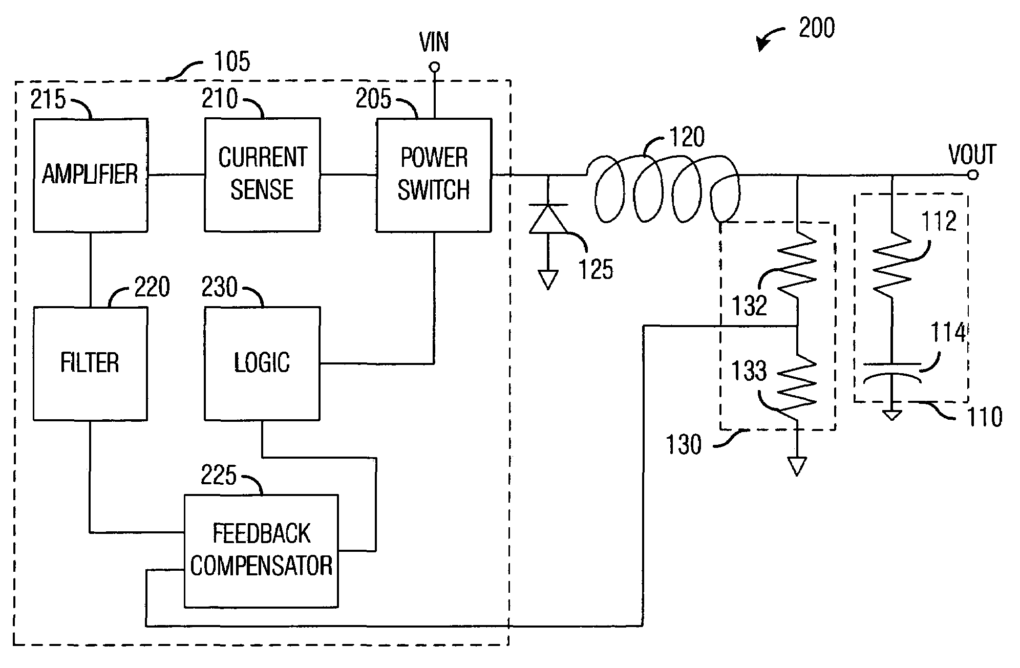 Burst-mode switching voltage regulator with ESR compensation