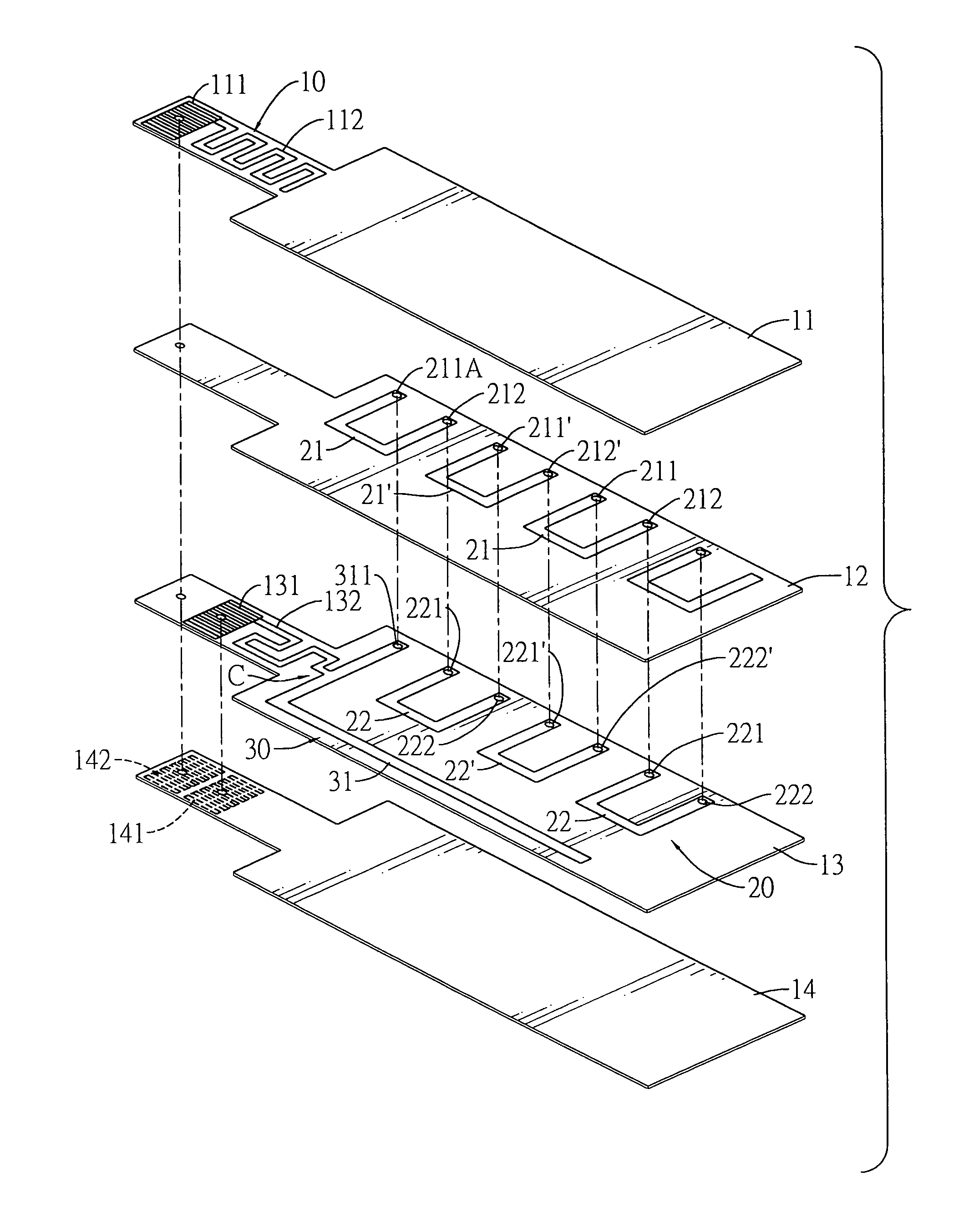 Multi-band flat antenna