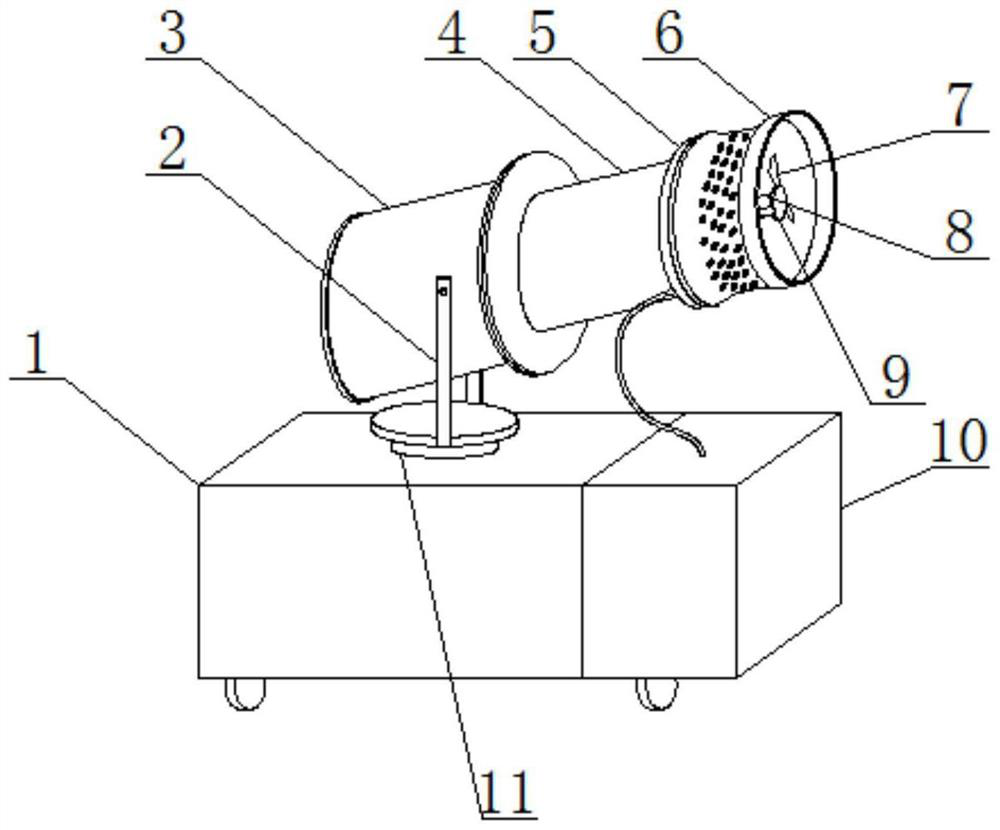 Dust-falling spraying device for building construction