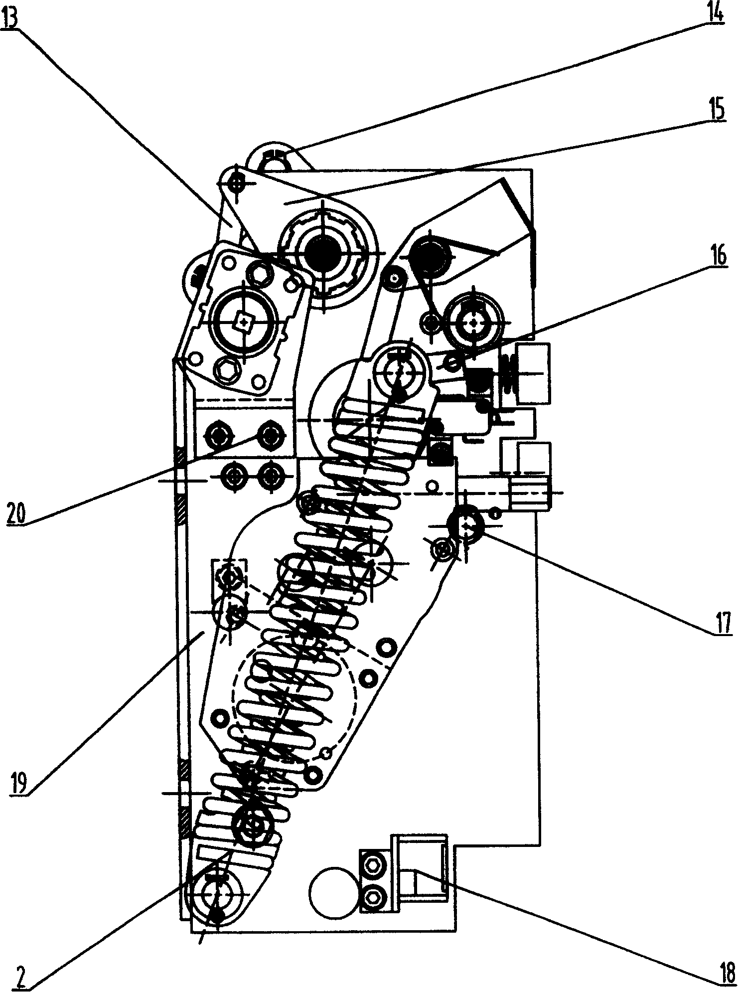 Small size spring operating mechanism for vacuum circuit breaker