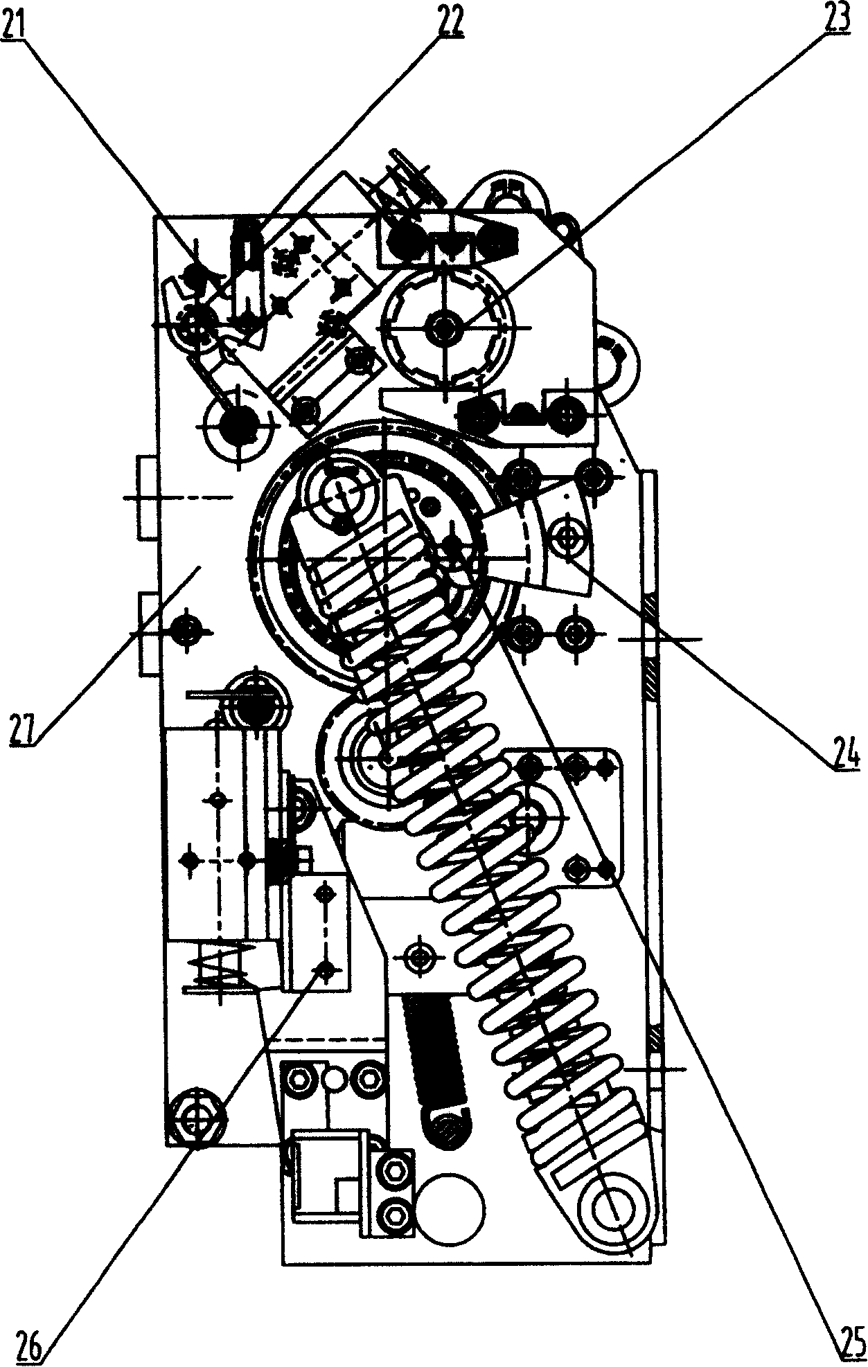 Small size spring operating mechanism for vacuum circuit breaker