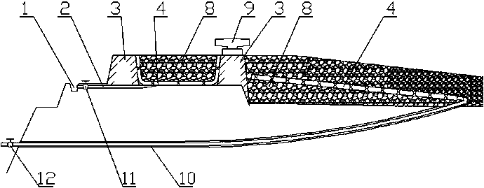 Gas stripping seepage draining and damming method for rotational flow pool deep layer filling