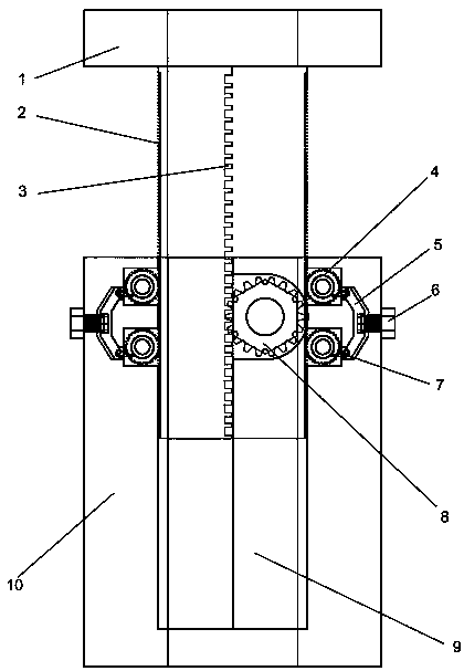 Track gear type telescopic and adjustable anti-climbing support