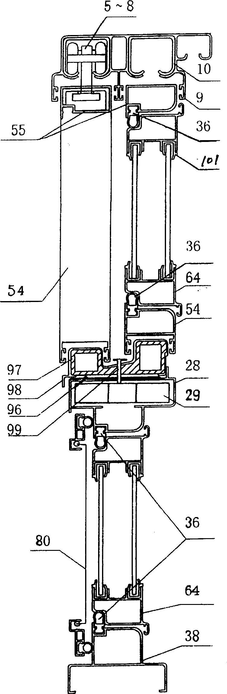 Hanging type sliding sash