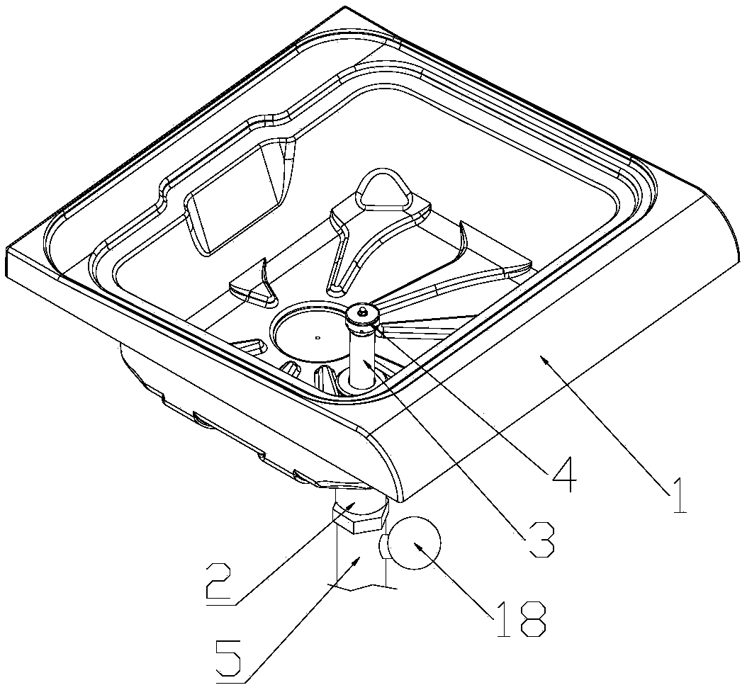 Automatic lifting type rotary spraying device and washing tank comprising same