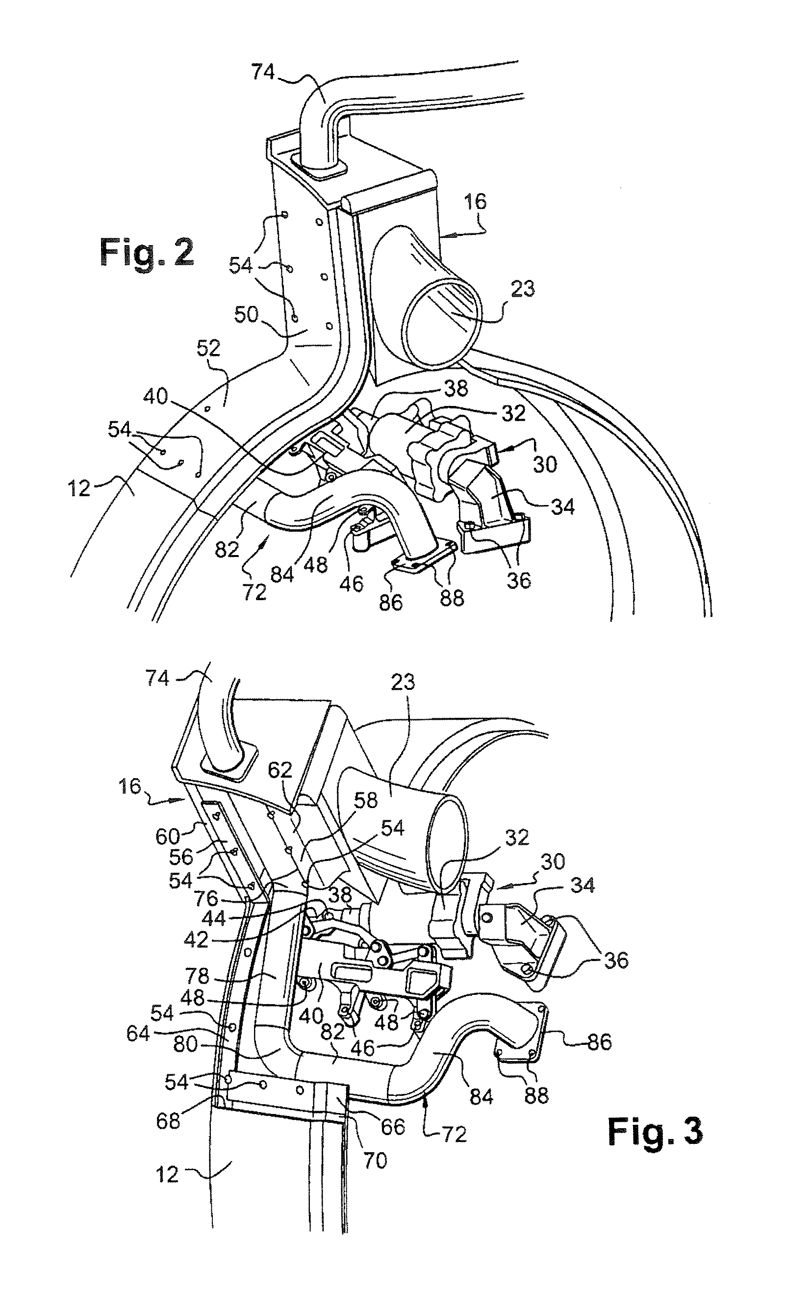 Device for supporting and housing auxiliaries in a bypass turbojet