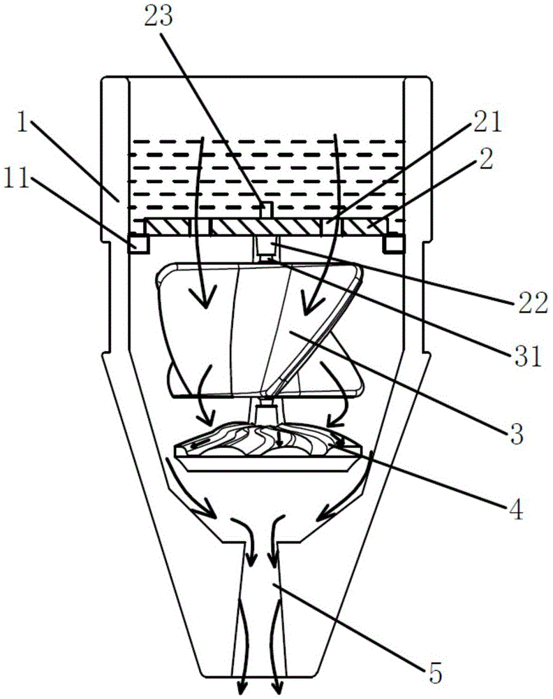 Wine decanter with vanes