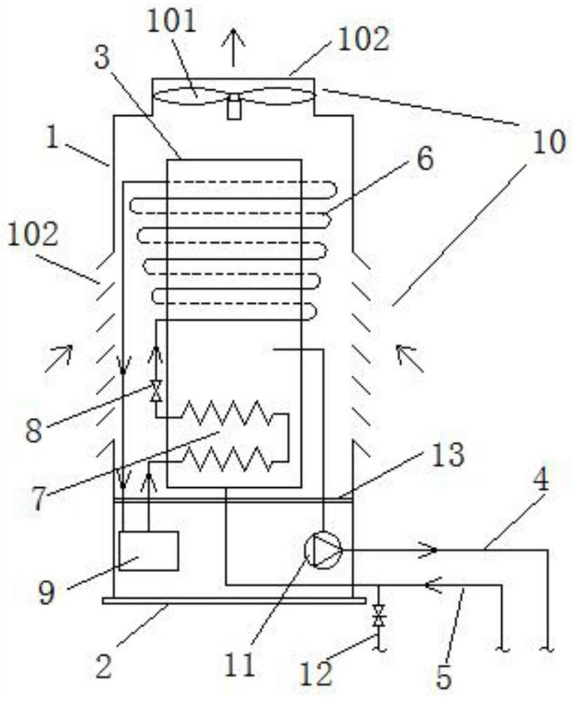 Integral air source heat pump hot water device