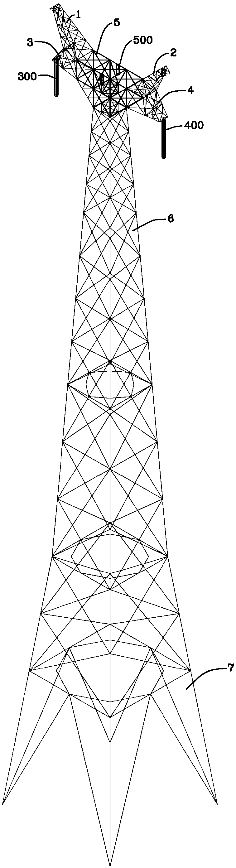 Torch type single loop transmission tower