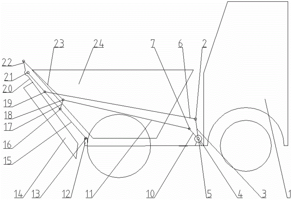 Automatic goods loading and unloading dump car provided with double-crank mechanism small bucket and controlled by single motor