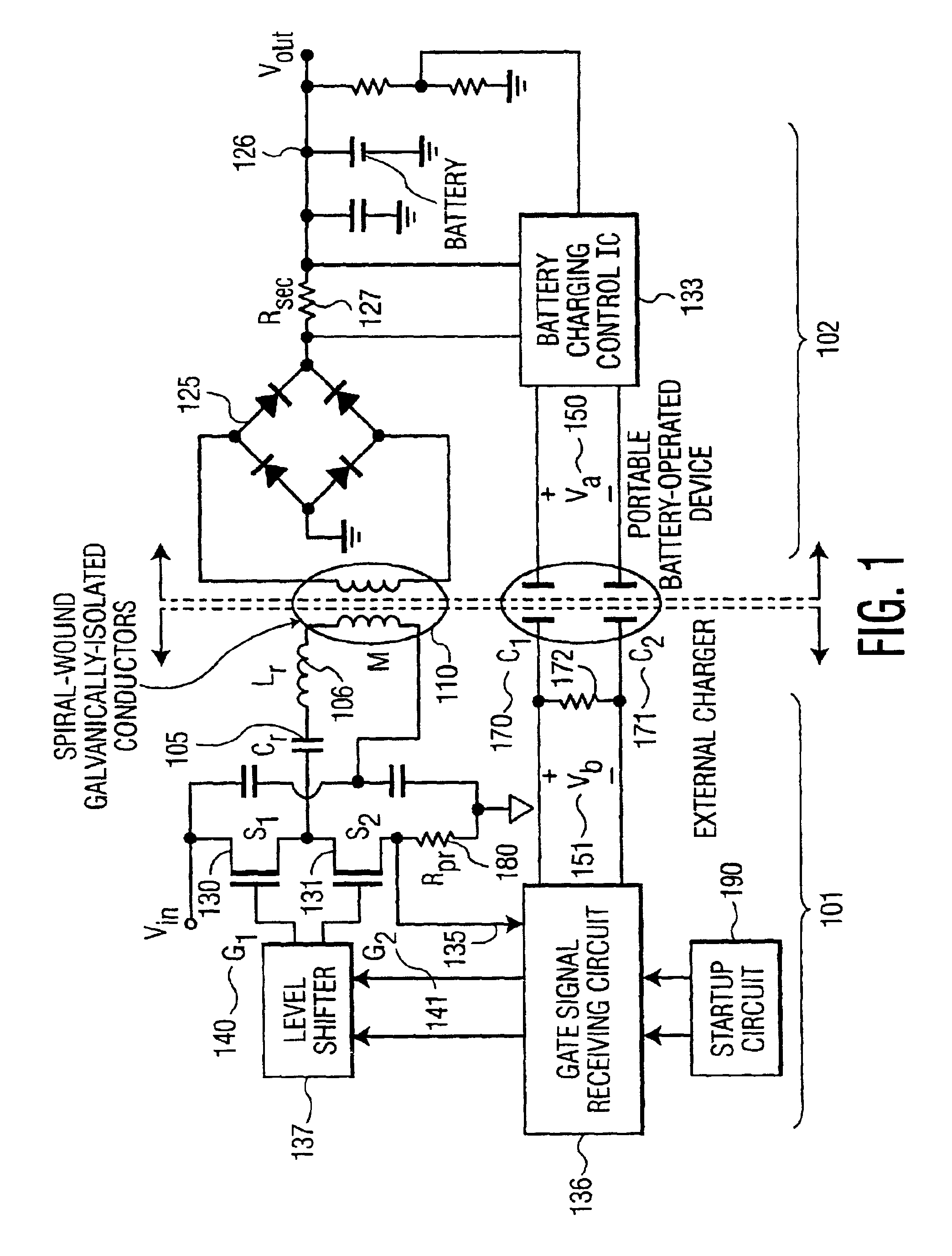 System, method and apparatus for contact-less battery charging with dynamic control