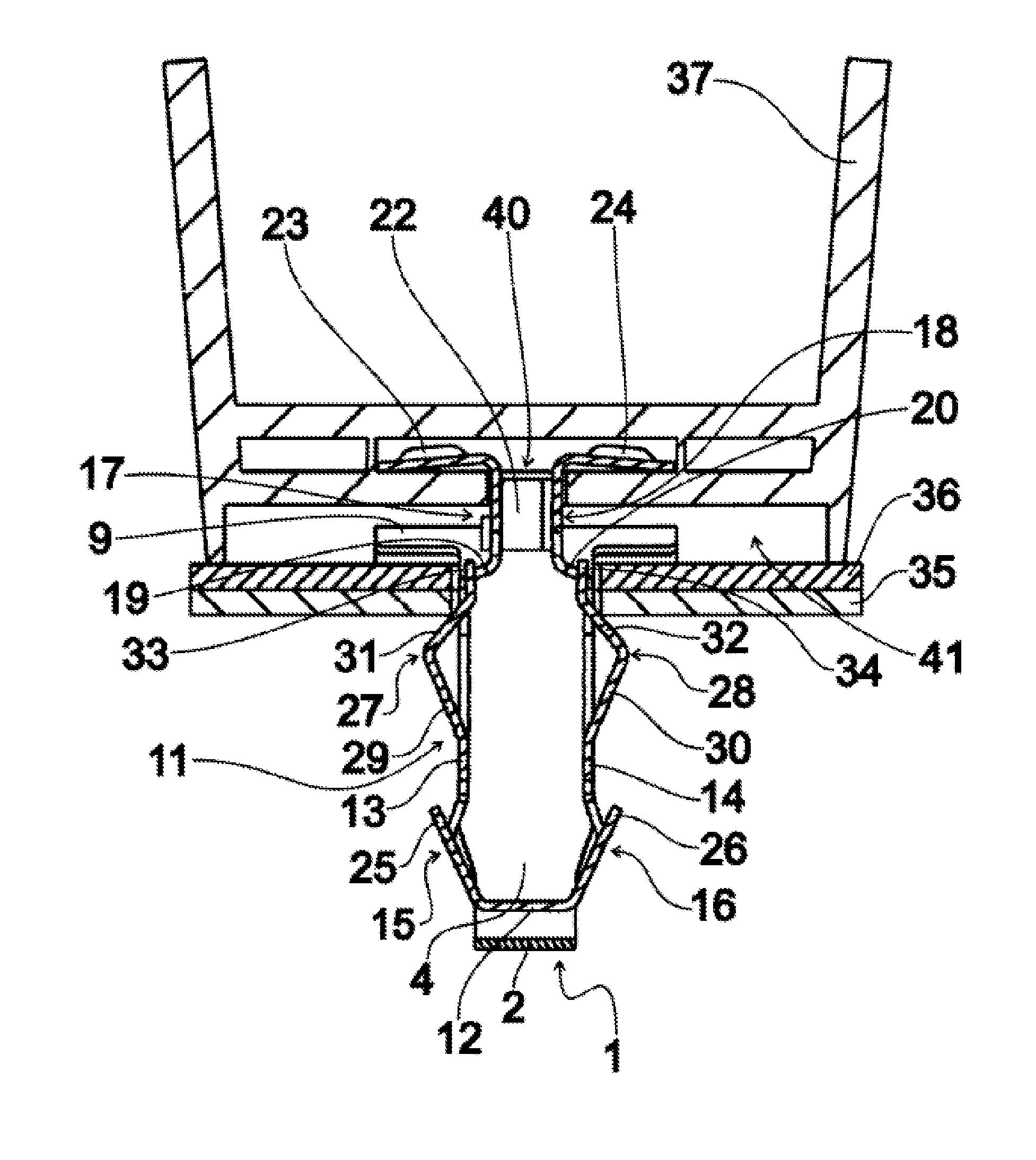 Device for attaching two add-on parts to a carrier part