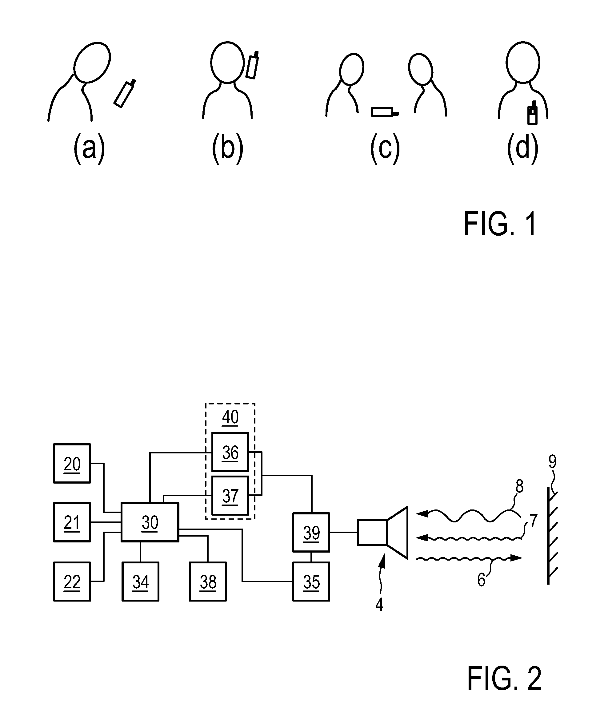 Proximity sensor, in particular microphone for reception of sound signals in the human audible sound range, with ultrasonic proximity estimation