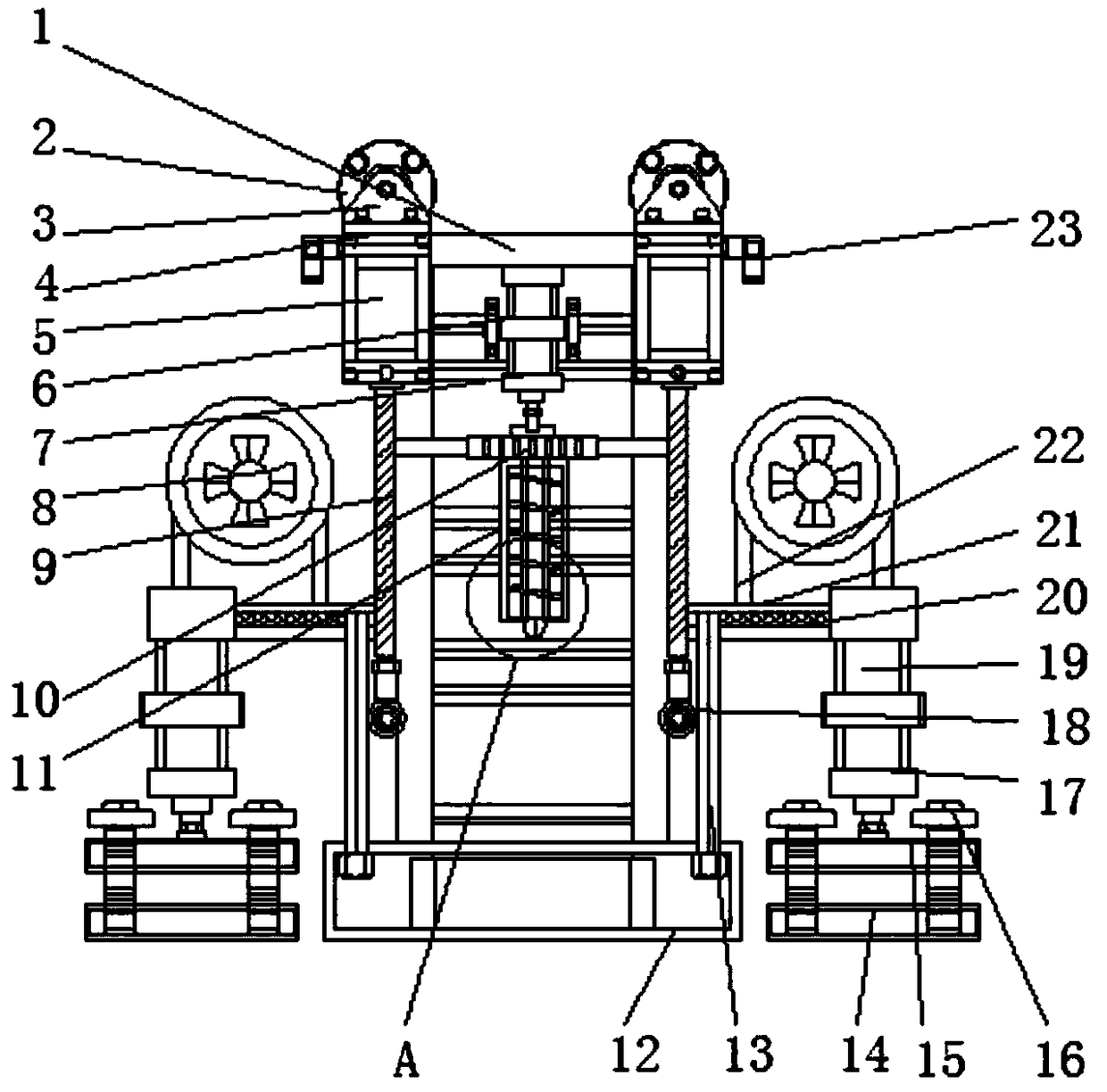 Vertical spindle type drilling machine capable of preventing dust from dispersing and used for petroleum