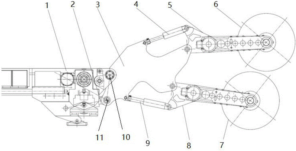 Shearer with four rocker arm structure