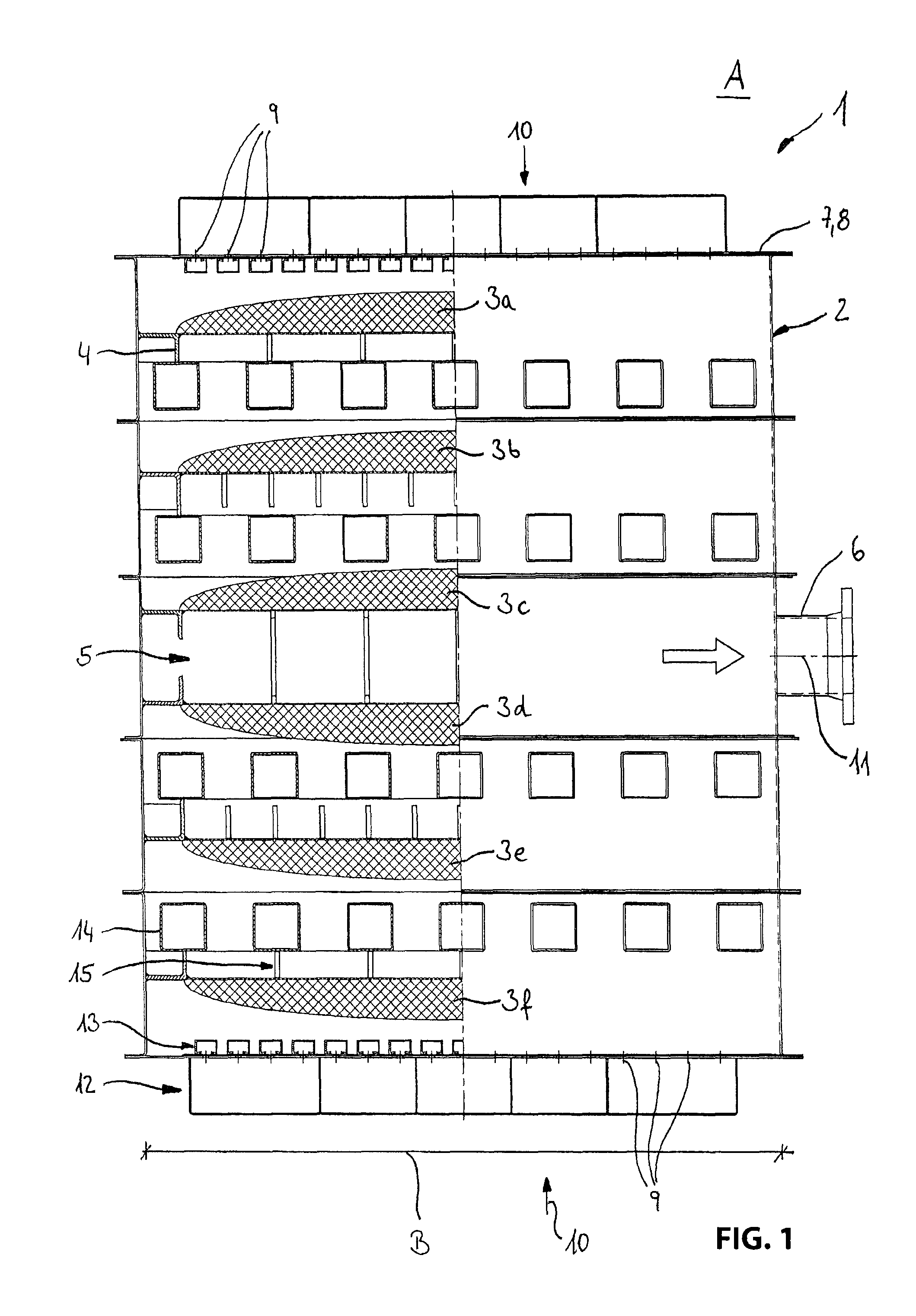 Filter device for gas flow loaded with aerosoles and/or gaseous iodine