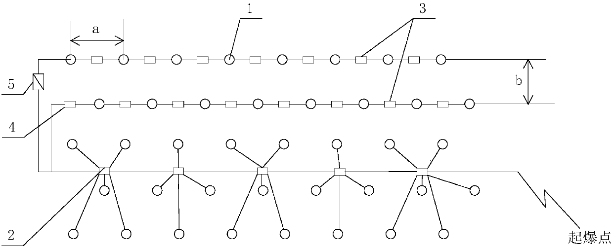 Combination initiation network structure combining delay detonator cluster connection and hole-by-hole initiation