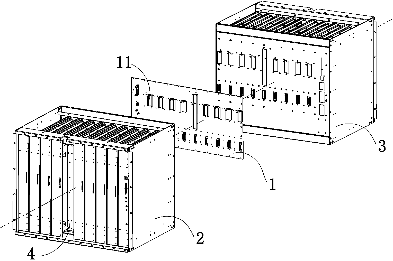 Sandwich back plate device for connecting plug-in cards