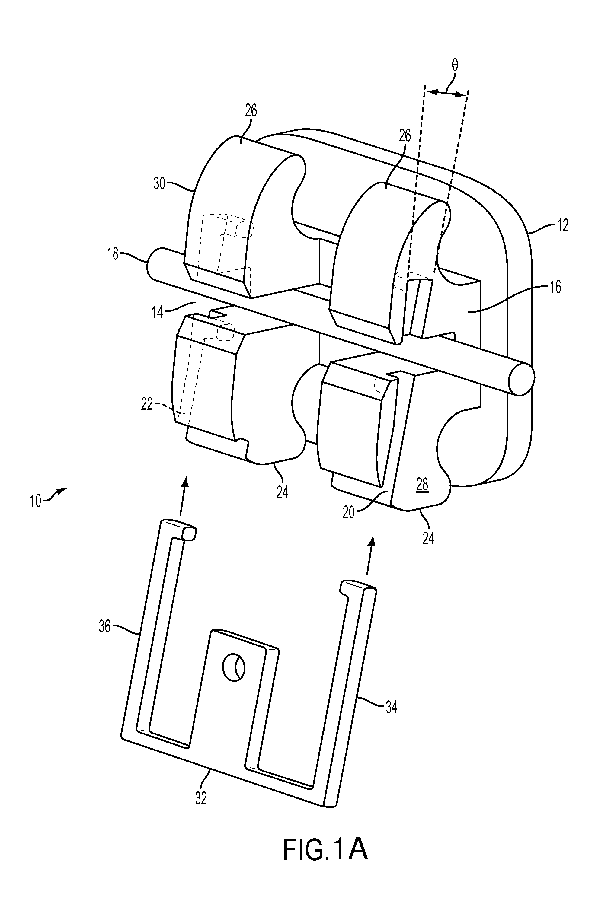 Orthodontic Bracket with Angled, Curved Shutter