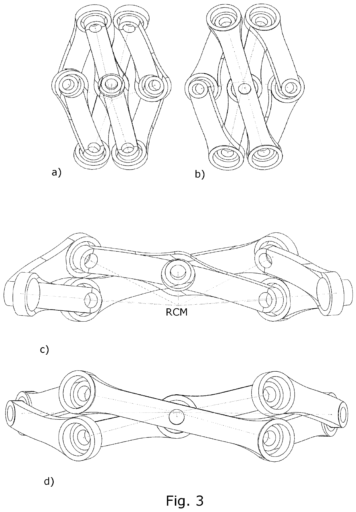 Compact spherical 3-dof mechanism constructed with scissor linkages