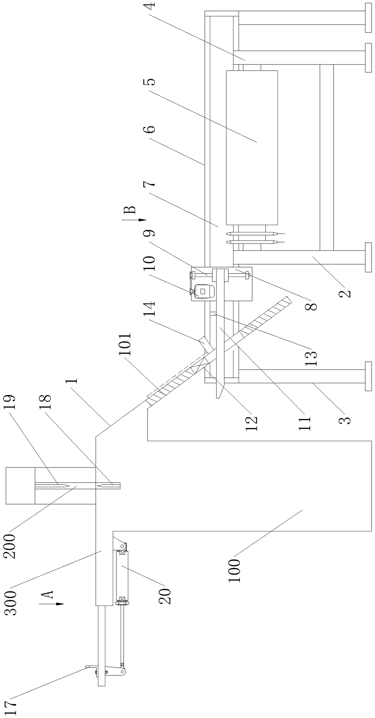 Sheared plate conveying device suitable for skew plate shearing