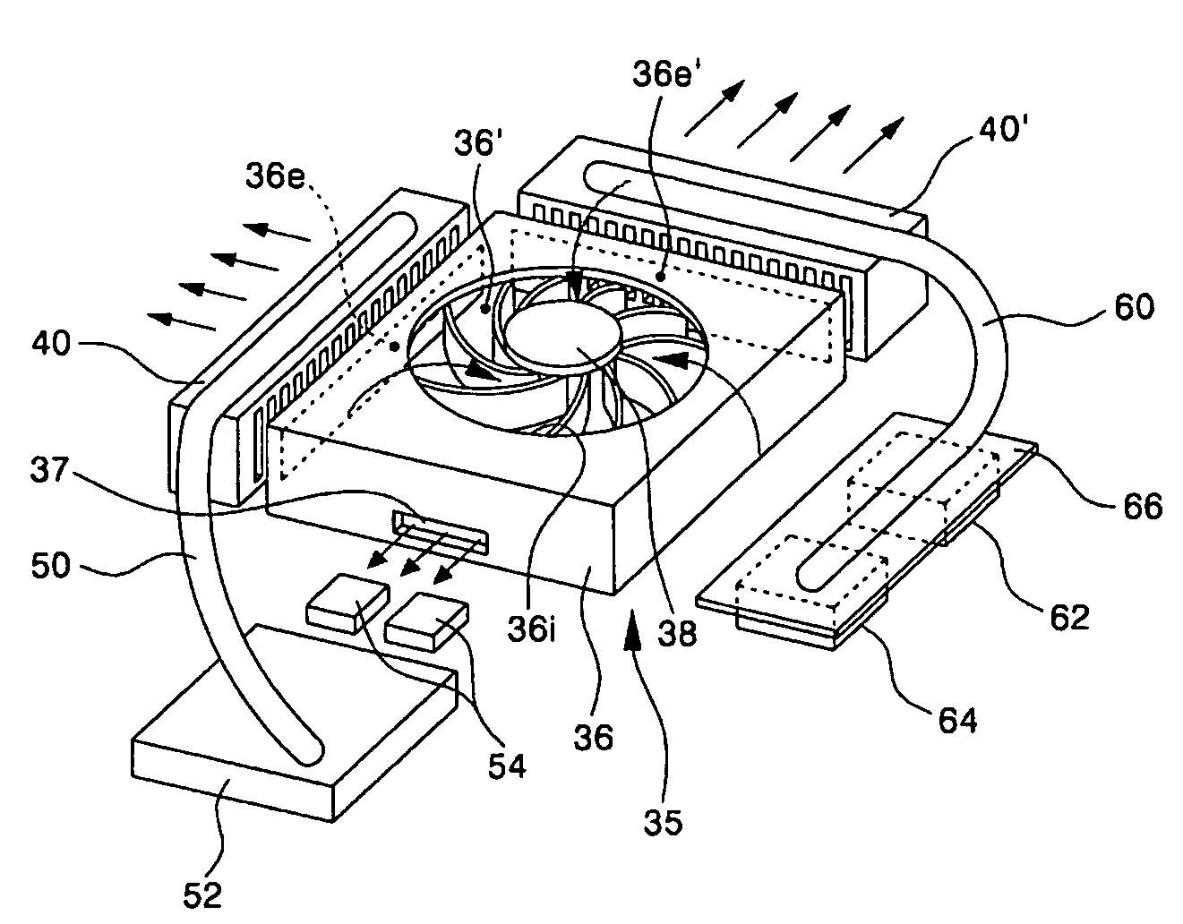 Cooling apparatus for portable computer