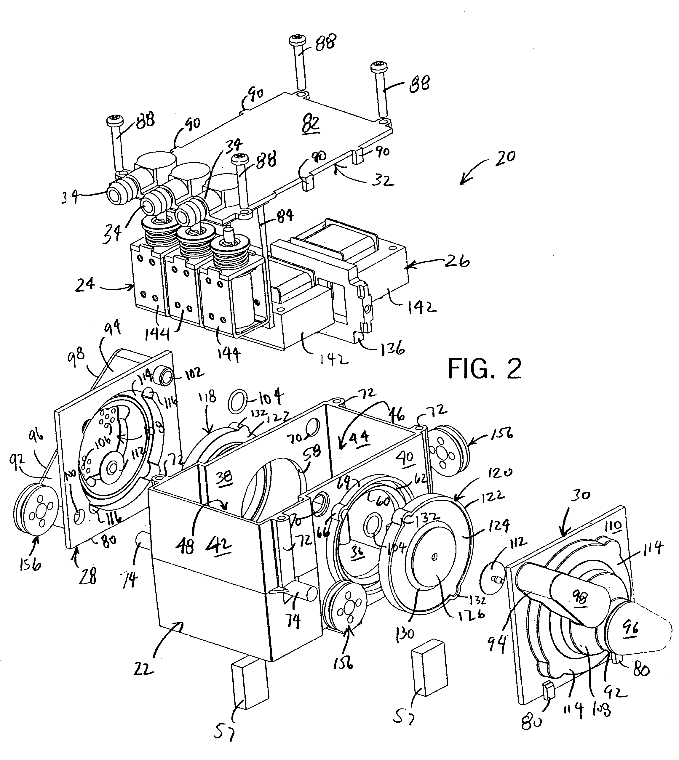 Compact linear air pump and valve package