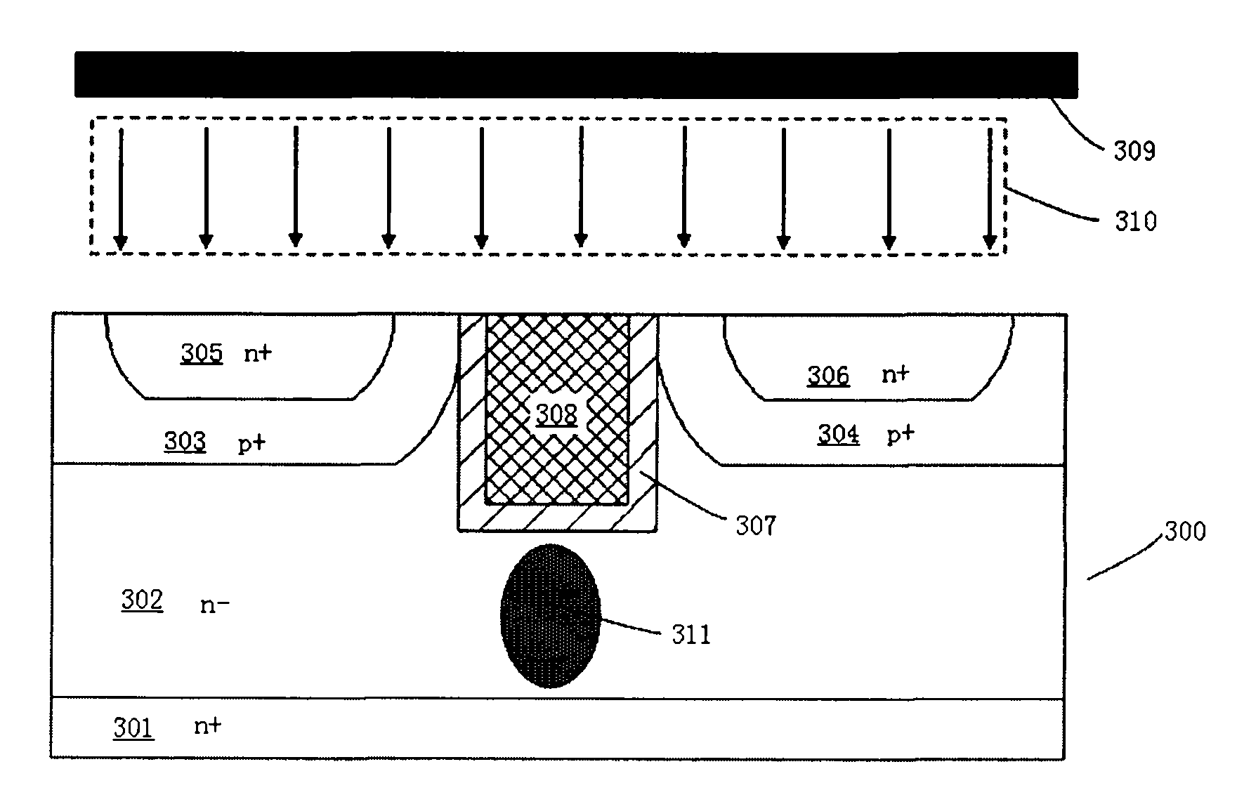 Power device and method for performing conductivity modulation by using photoelectron injection