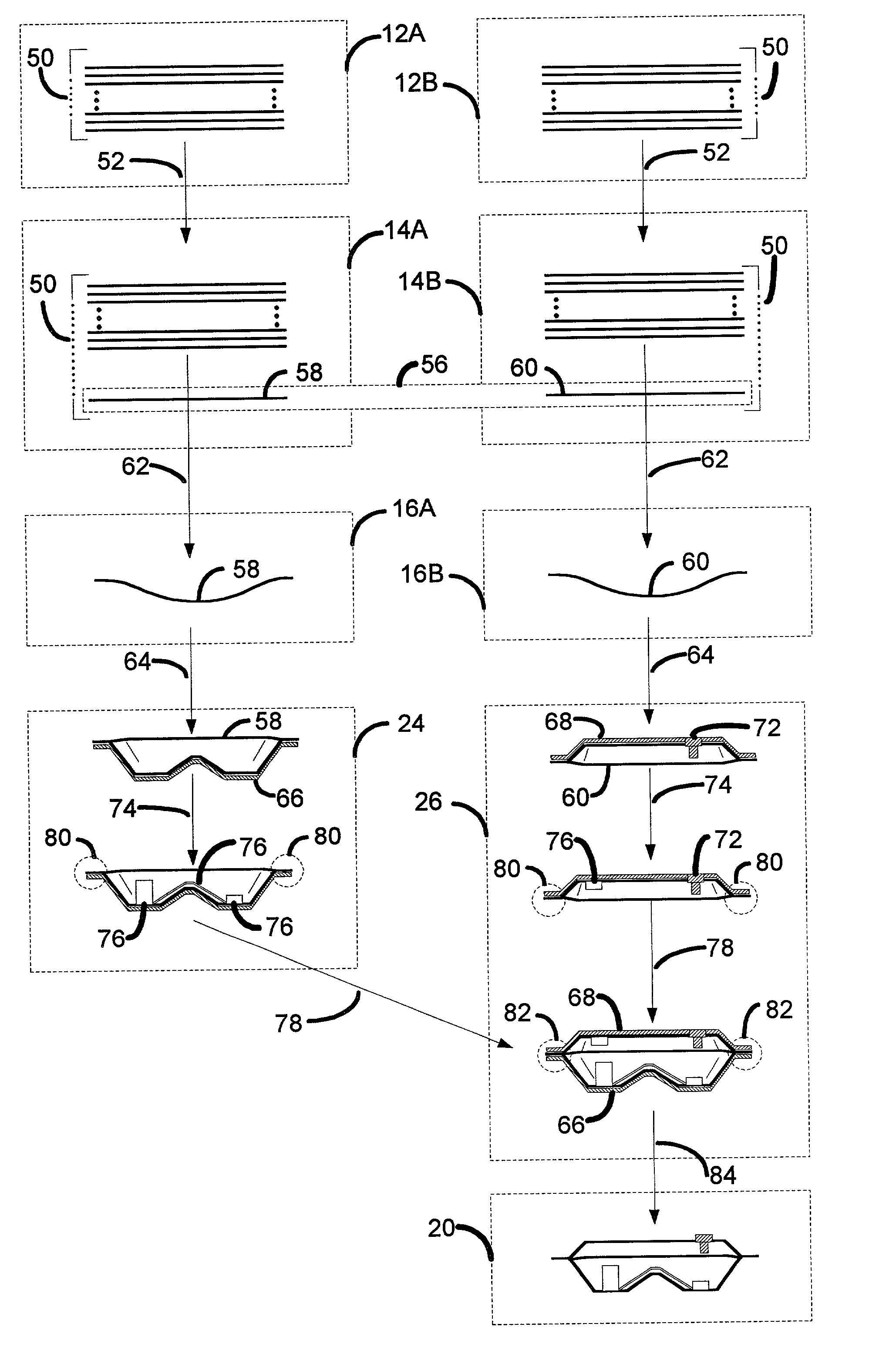 High volume production of low permeation plastic fuel tanks using parallel offset twinsheet pressure forming