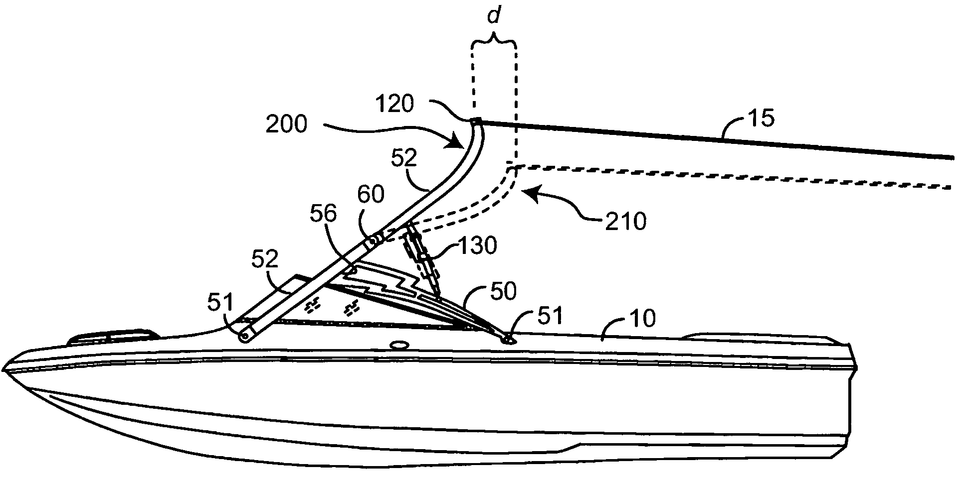 Water sport tow attachment with recoil