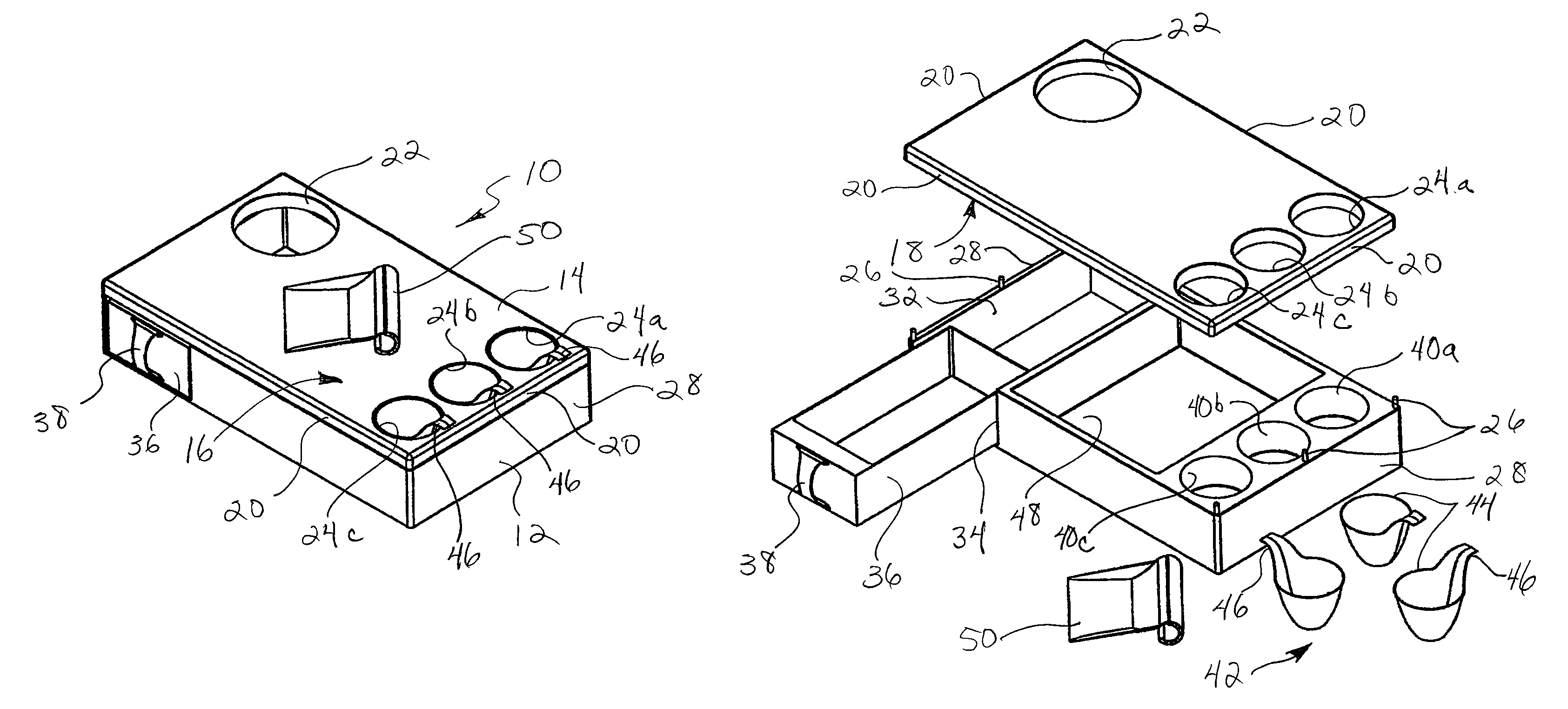 Combination food cutting board with removable compartments