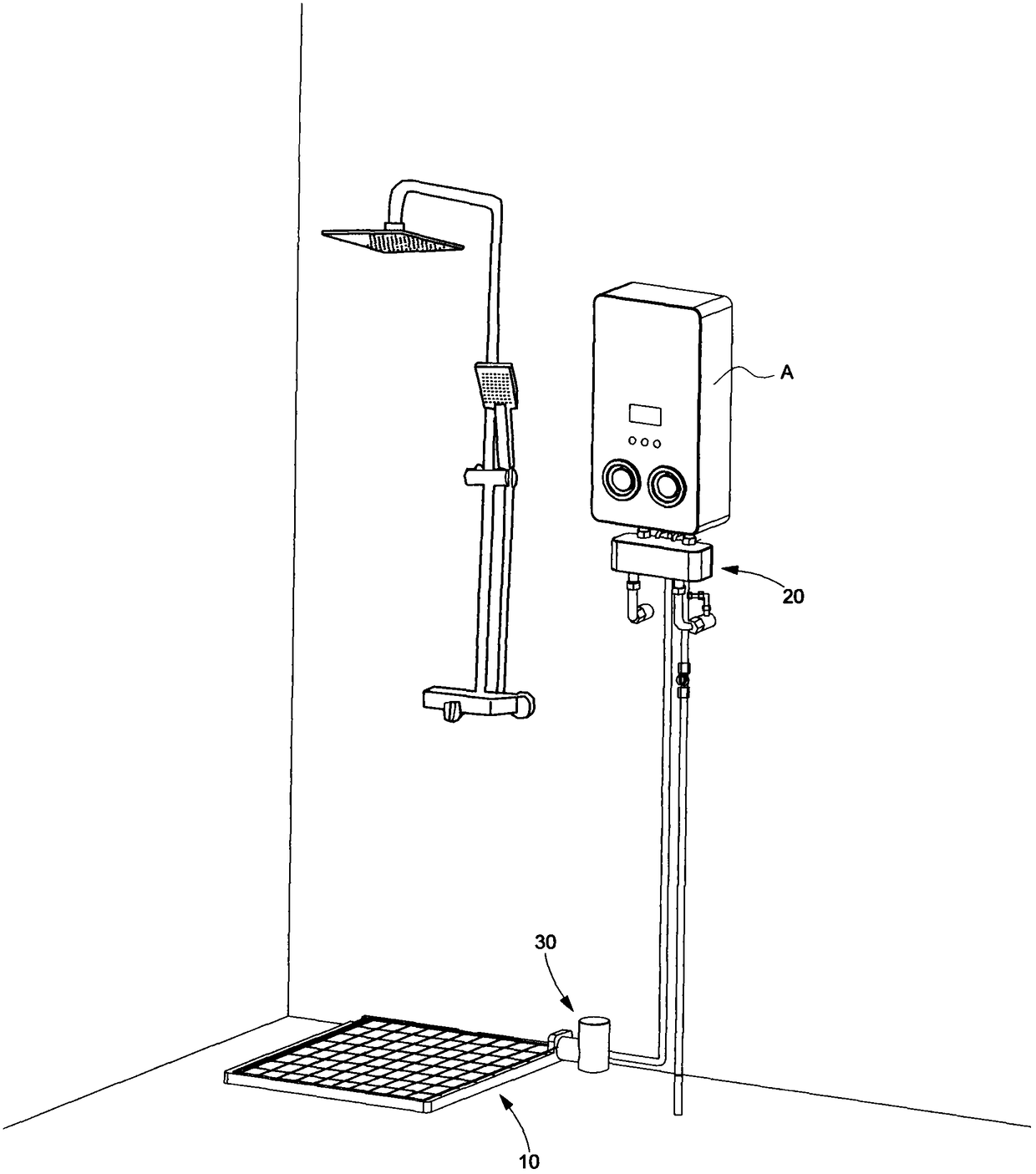 A siphon type foldable ultra-thin shower waste heat recovery device