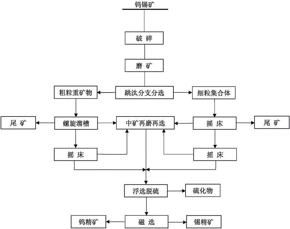 Tin-tungsten ore selection method