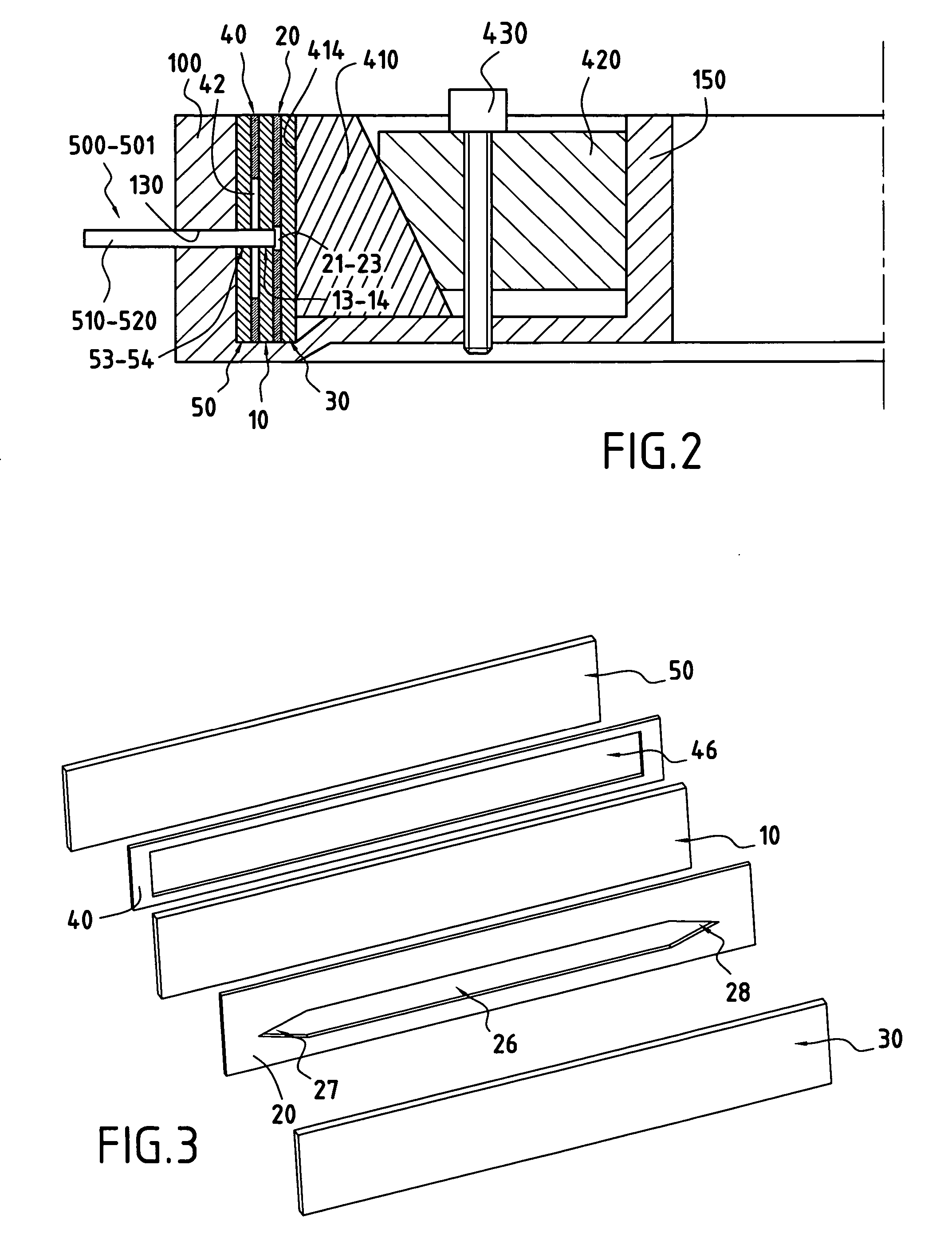 Separation device comprising a separation channel and a counter-channel