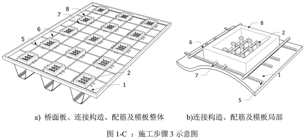 Steel-ultra-high performance concrete combined bridge deck contraction weak constraint connecting structure and construction method thereof