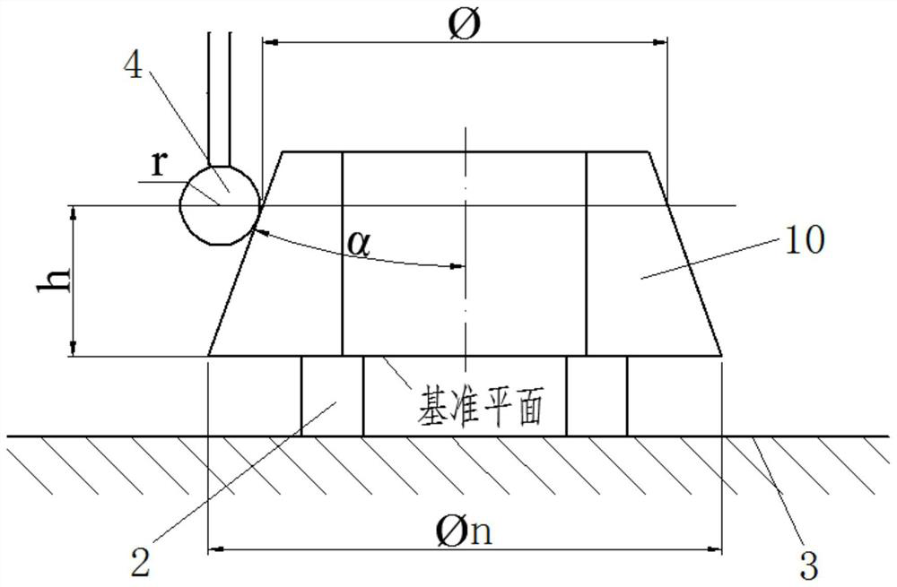 Method for measuring parameters of conical bearing ring based on three coordinates