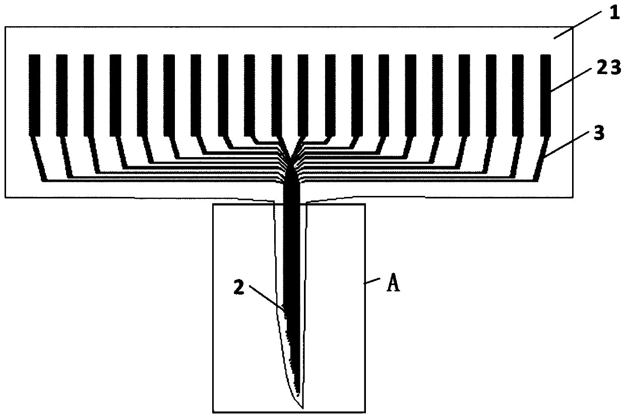 Flexible micro-nano electrode array implantable chip and production method thereof