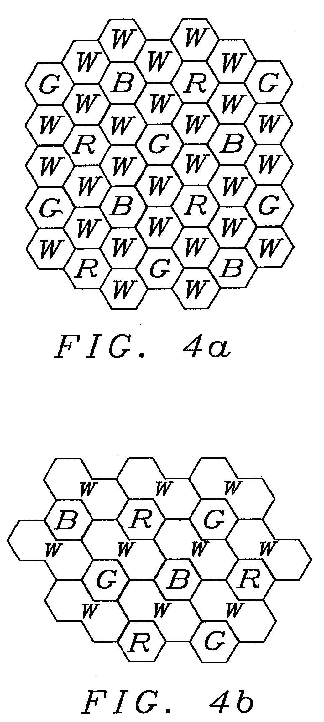 Hexagonal color pixel structure with white pixels