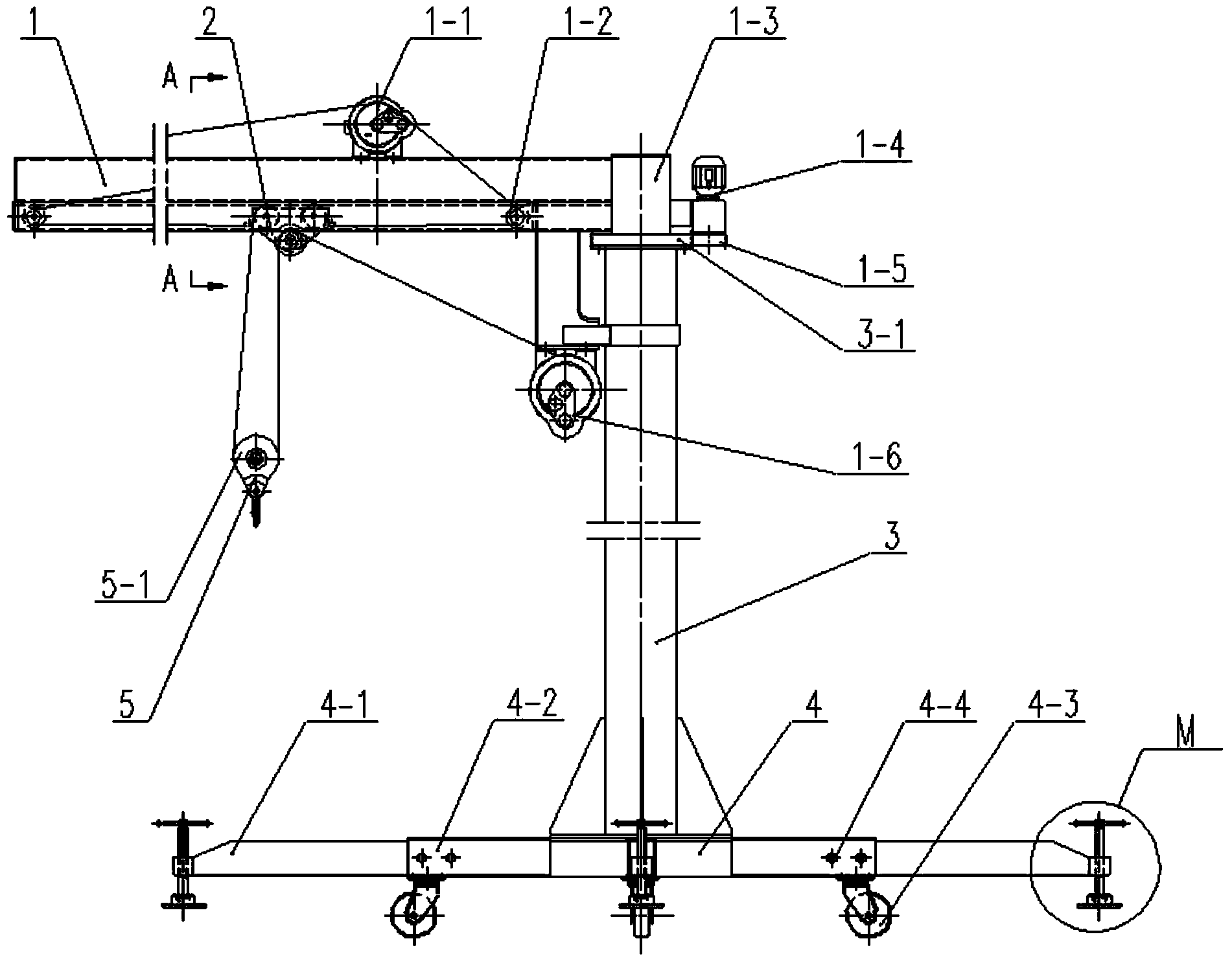 Movable cantilever hoisting device