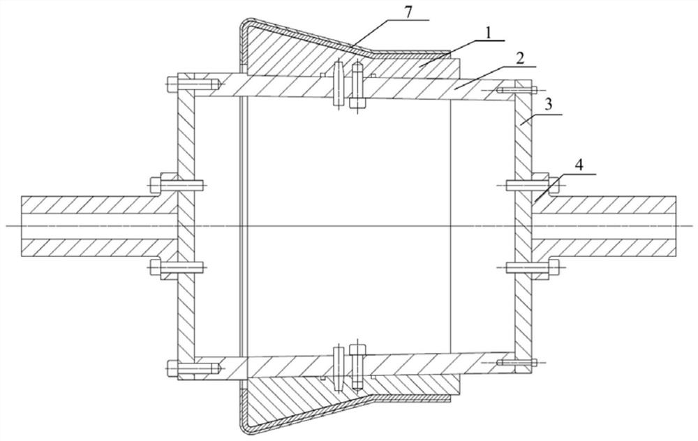 Forming mold for cylindrical composite material component with flanging and preparation method thereof