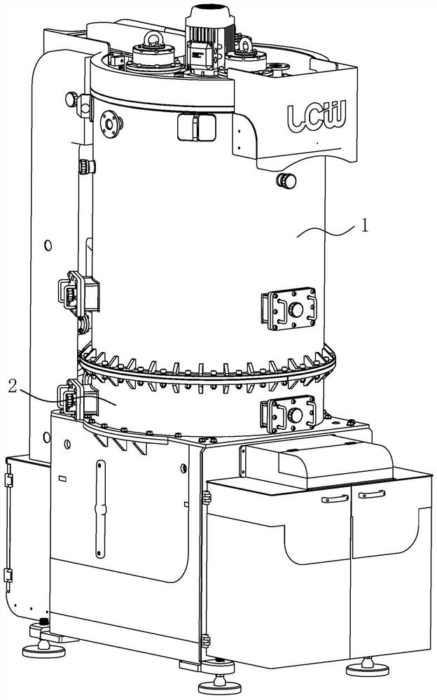 Inner arc surface polygonal rod tower structure of multi-axis grinding machine