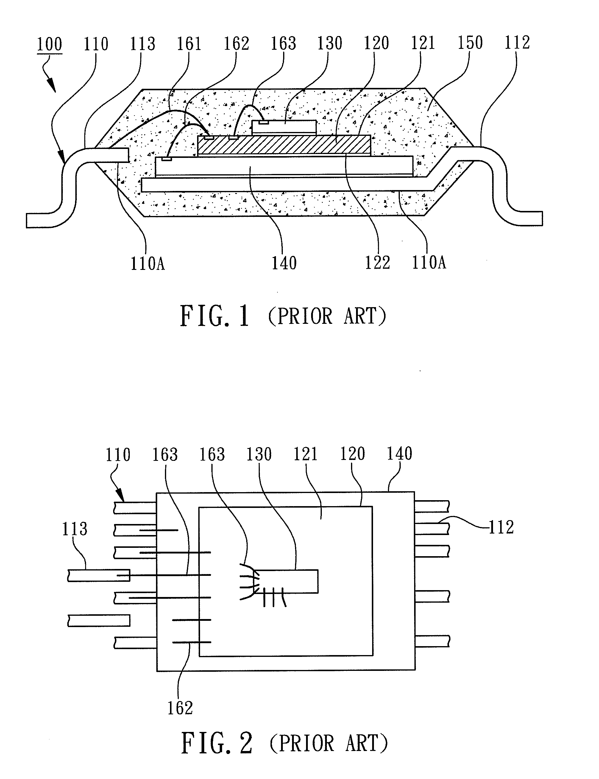 Col package having small chip hidden between leads