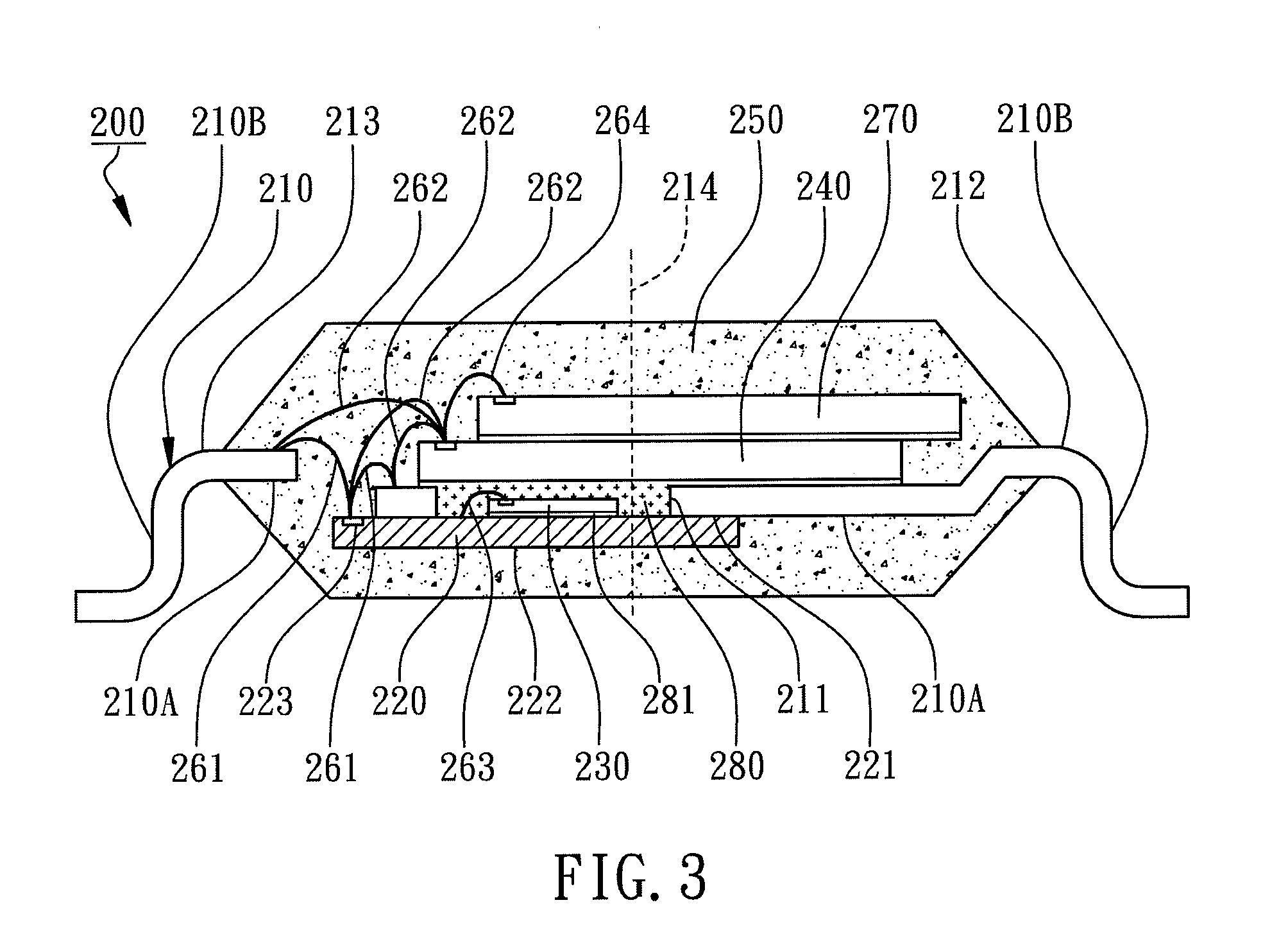 Col package having small chip hidden between leads